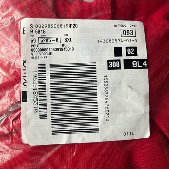 KingSize - Men's Big & Tall Shrink-less Polo Shirt - True Red. Size: 8XL. NIB - Picture 4 of 7
